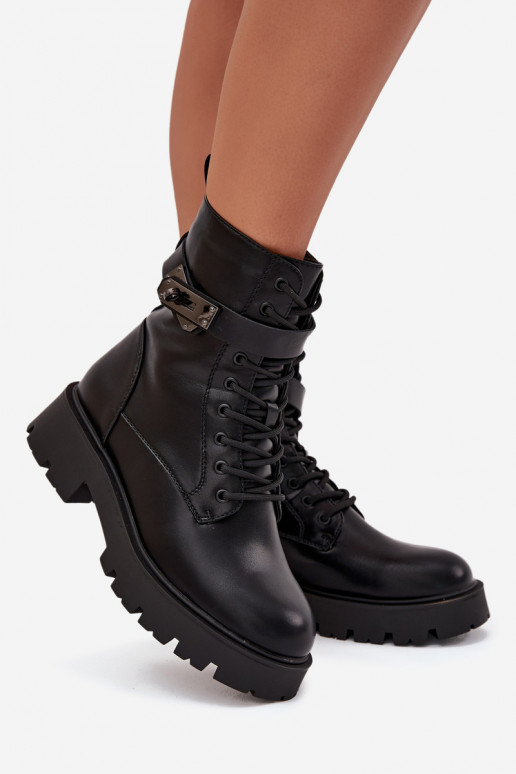 saapad  dekoreeritud kontsaga voodriga Eko   Must Selita