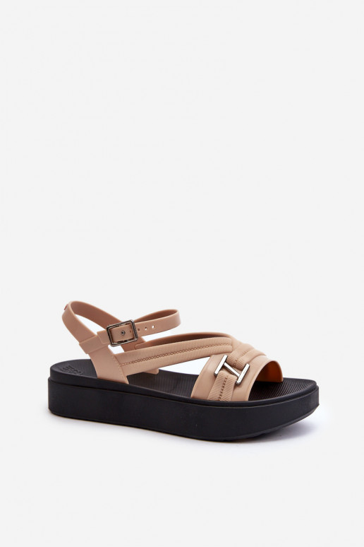  Naistesandaalid platvormiga  LL285063 beeži värvi