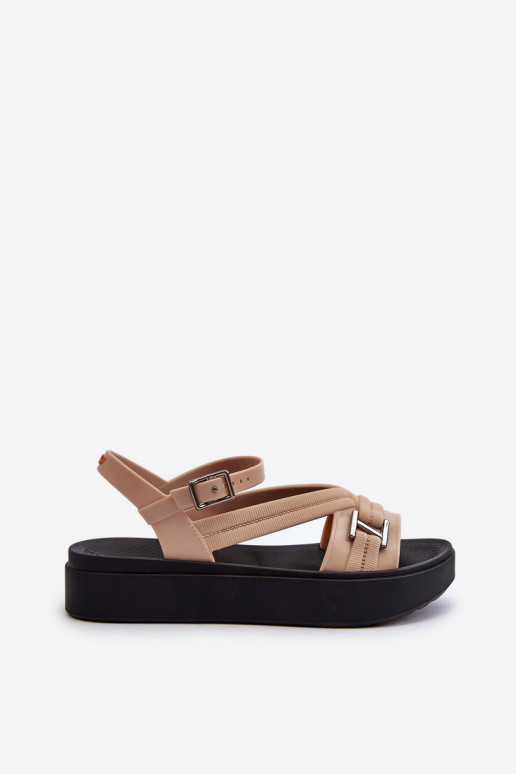  Naistesandaalid platvormiga  LL285063 beeži värvi