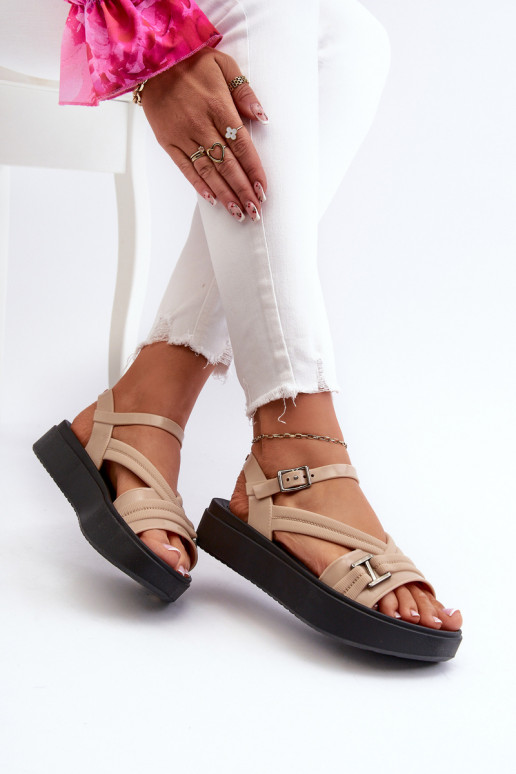 Naistesandaalid platvormiga  LL285063 beeži värvi