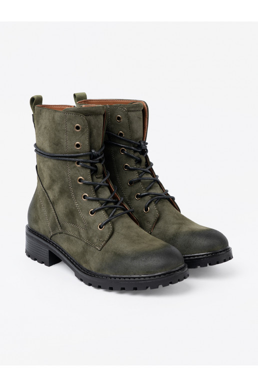 nööritavad saapad roheline z efektem cieniowania na nosku