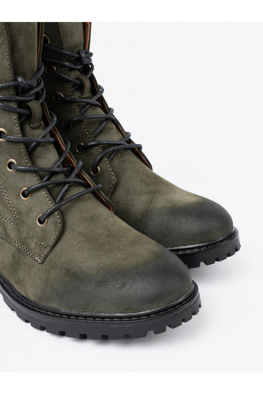 nööritavad saapad roheline z efektem cieniowania na nosku