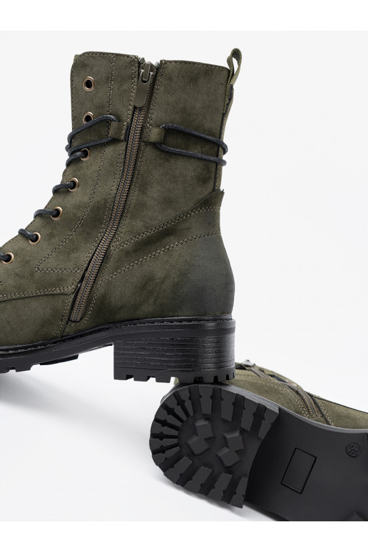 nööritavad saapad roheline z efektem cieniowania na nosku