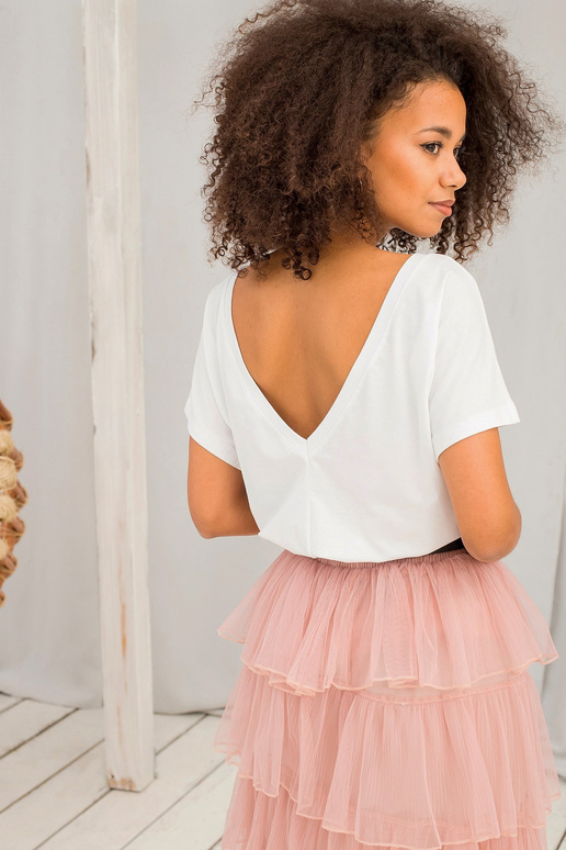 Valge naiste T-särk seljakaelusega Fire Valge naiste T-särk seljakaelusega Fire