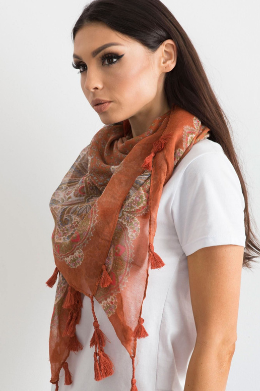 Helepruun sall trükise ja narmastega