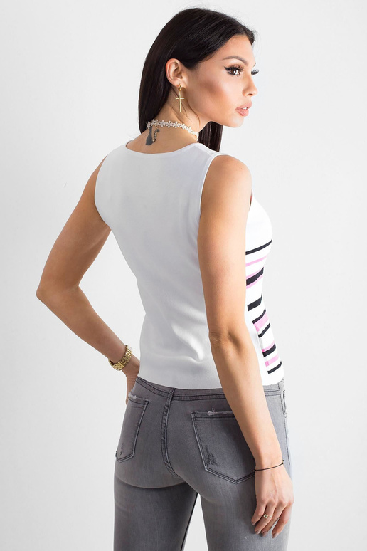 Valge ja roosa triibuline topp