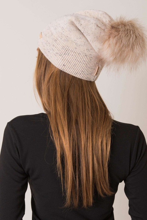 Naiste beež pompooniga müts RUE PARIS