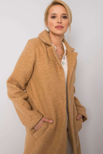 Beež bouclé mantel Paquita...