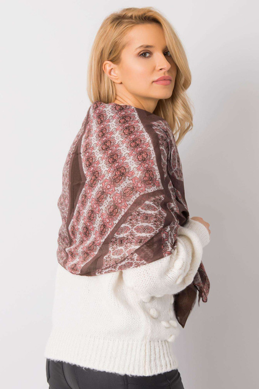 Pruuni-virsikuvärvi mustritega sall