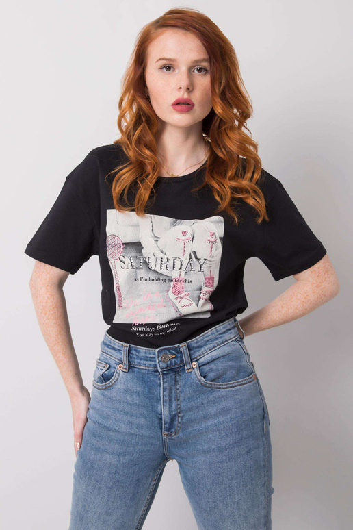 Must Sierra aplikatsioonidega t-särk Must Sierra aplikatsioonidega t-särk