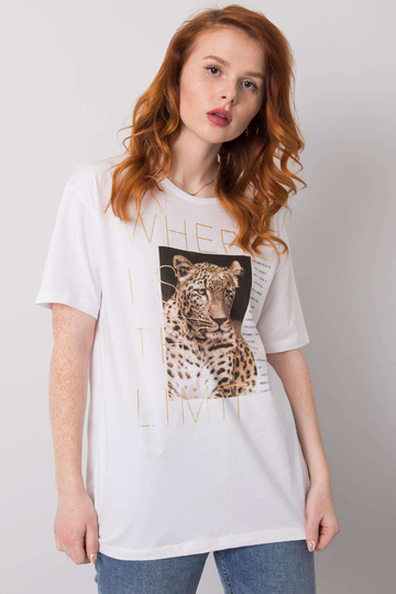 Valge Leslie puuvillane T-särk