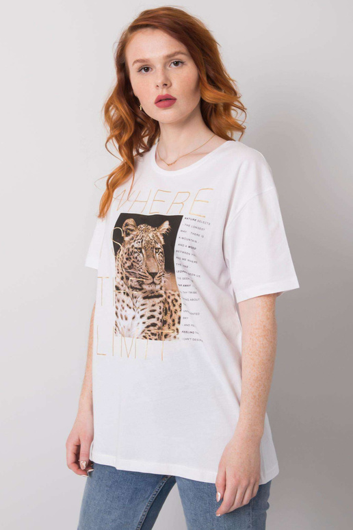 Valge Leslie puuvillane T-särk Valge Leslie puuvillane T-särk