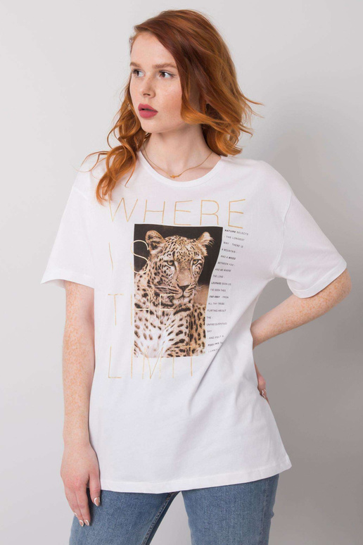 Valge Leslie puuvillane T-särk Valge Leslie puuvillane T-särk