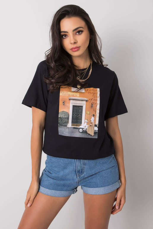 Must Gloria trükiga T-särk Must Gloria trükiga T-särk