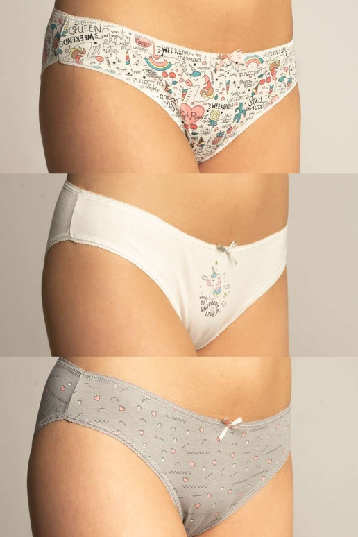 3-pakendis puuvillased mustriga...