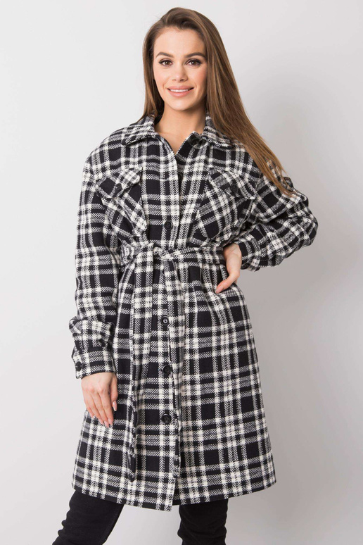 Raquel must-valge ruuduline mantel