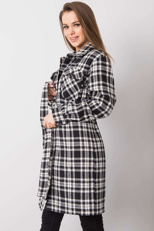 Raquel must-valge ruuduline mantel