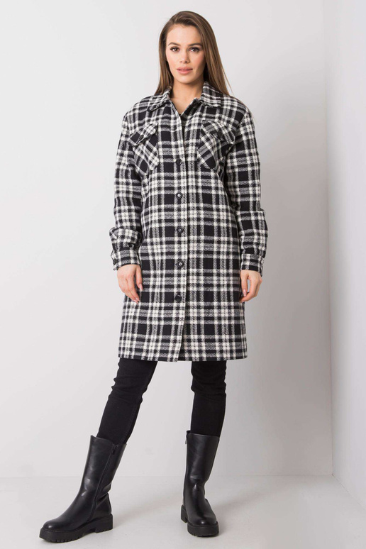 Raquel must-valge ruuduline mantel