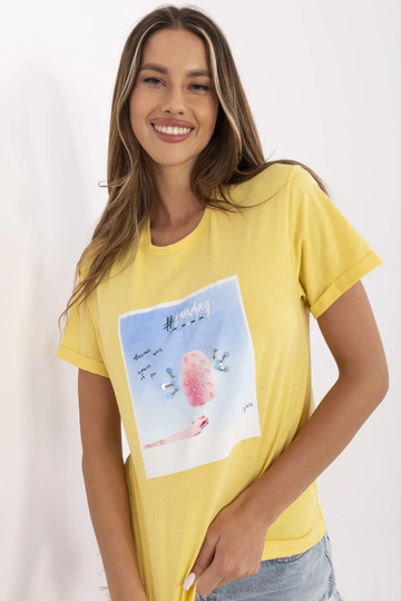 Kollane Kadi puuvillane T-särk