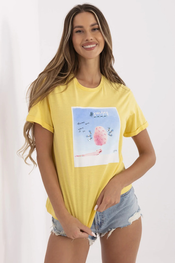 Kollane Kadi puuvillane T-särk 2