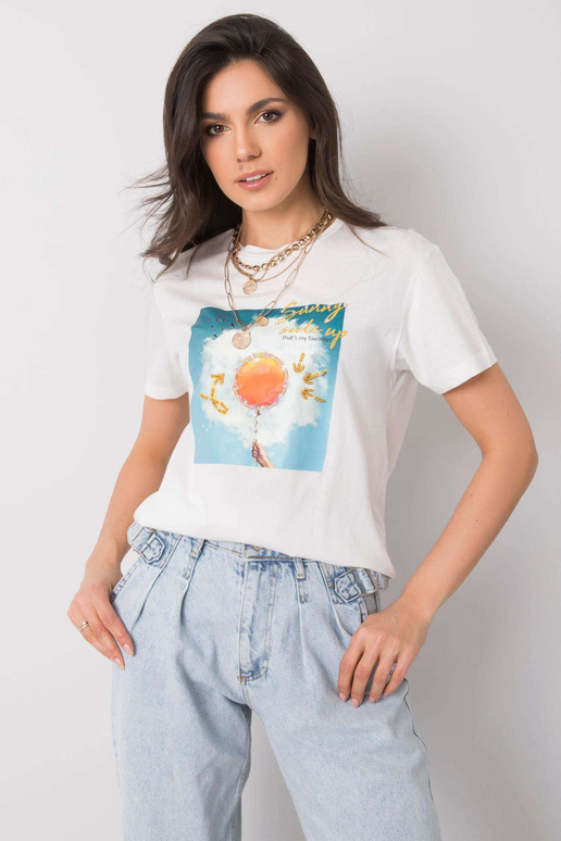 Valge Trissa trükiga T-särk Valge Trissa trükiga T-särk