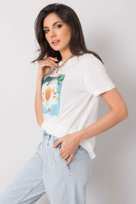 Valge Trissa trükiga T-särk Valge Trissa trükiga T-särk