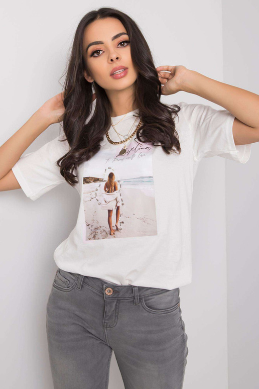 Valge reisitrükiga T-särk Valge reisitrükiga T-särk