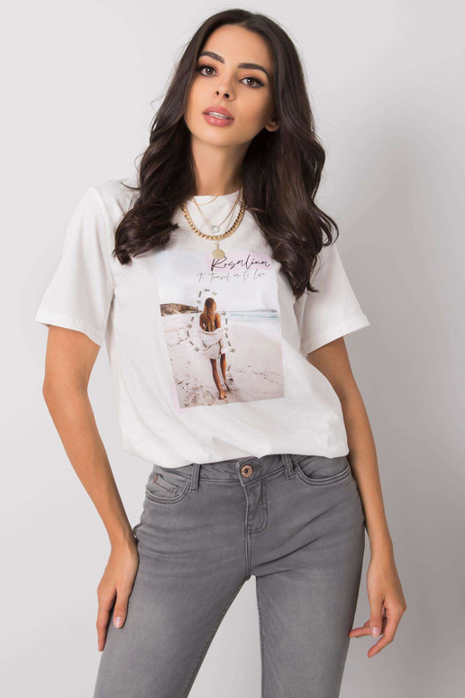 Valge reisitrükiga T-särk Valge reisitrükiga T-särk