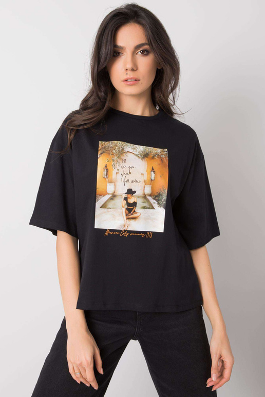 Must naiste T-särk Morrise trükiga Must naiste T-särk Morrise trükiga