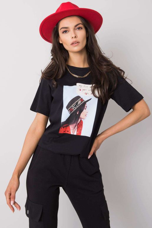 Must põhjapoolse aplikatsiooniga T-särk Must põhjapoolse aplikatsiooniga T-särk