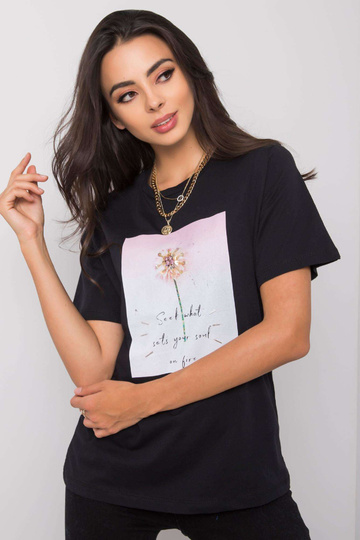 Vanessa must puuvillane T-särk