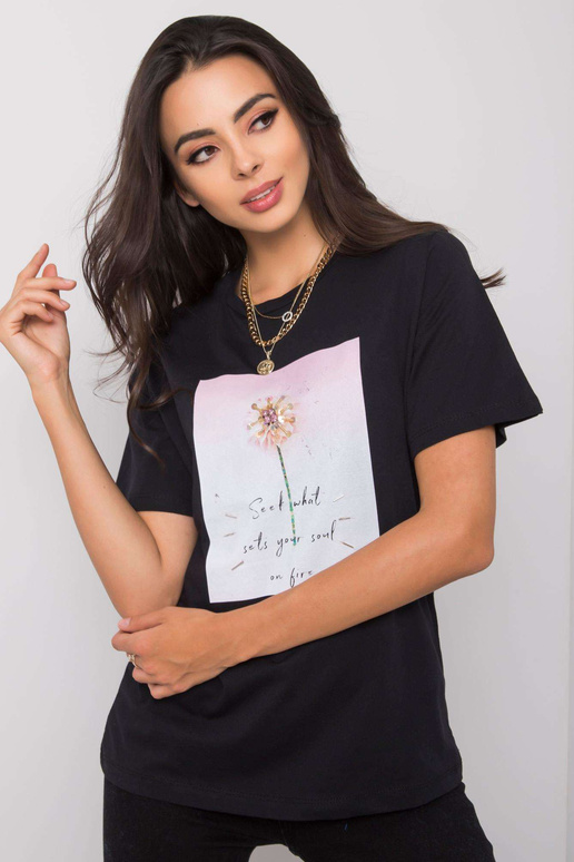 Vanessa must puuvillane T-särk Vanessa must puuvillane T-särk