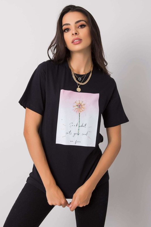 Vanessa must puuvillane T-särk Vanessa must puuvillane T-särk