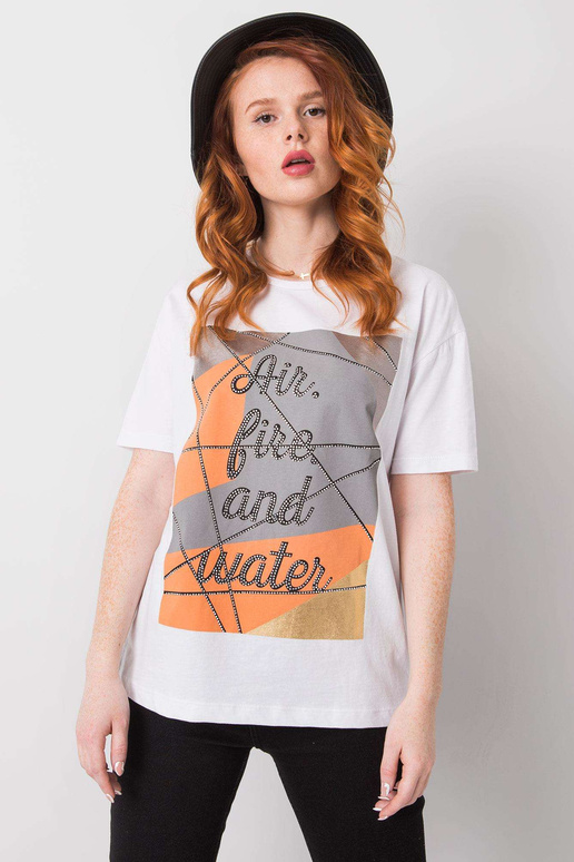 Madelyni valge puuvillane T-särk Madelyni valge puuvillane T-särk