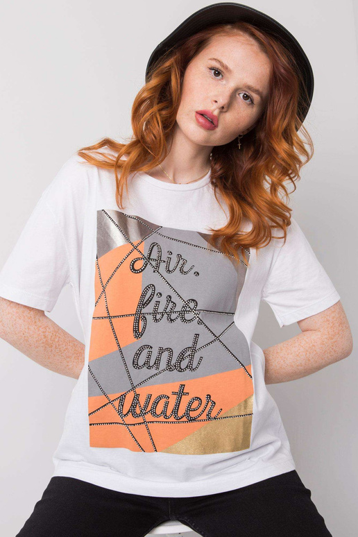 Madelyni valge puuvillane T-särk Madelyni valge puuvillane T-särk