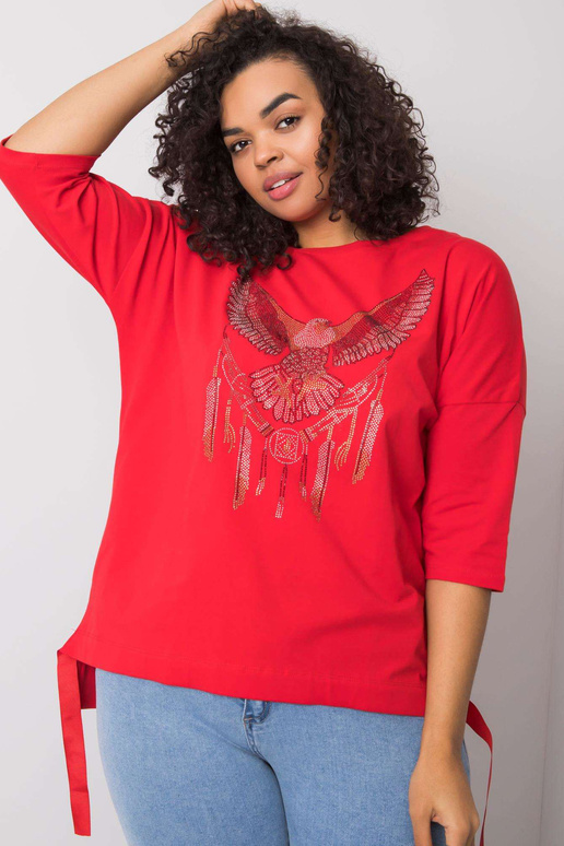 Punane Cassia aplikatsioonidega pluus