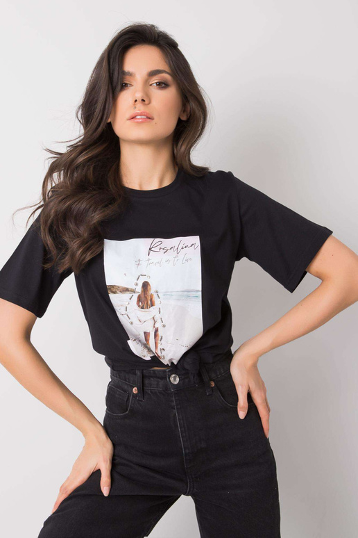 Must reisitrükiga T-särk Must reisitrükiga T-särk