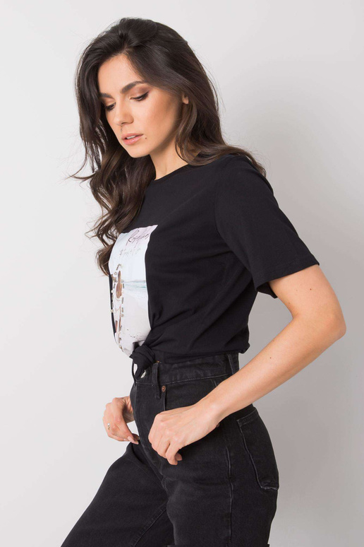 Must reisitrükiga T-särk Must reisitrükiga T-särk