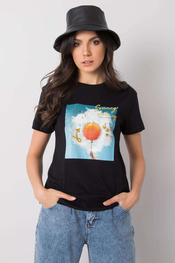 Must Trissa trükiga T-särk