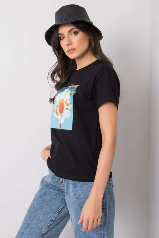 Must Trissa trükiga T-särk Must Trissa trükiga T-särk