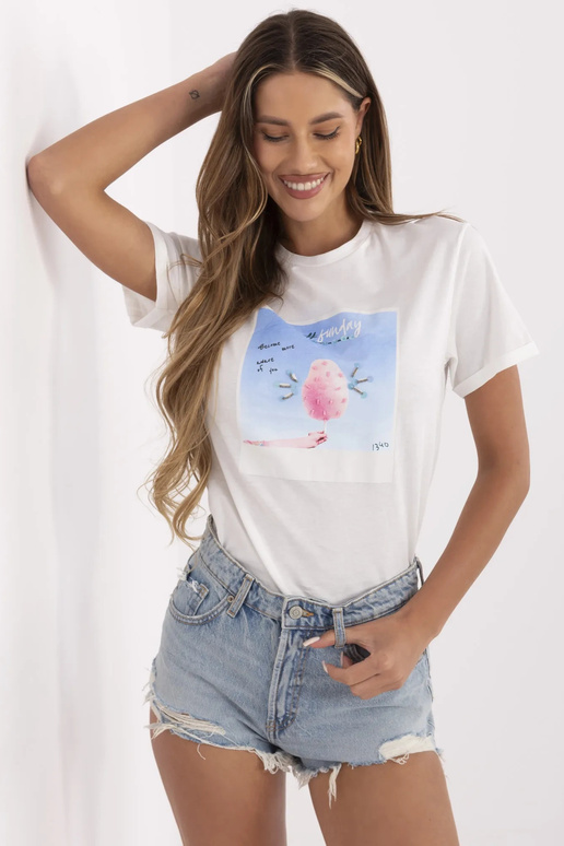 Valge Kadi puuvillane T-särk Valge Kadi puuvillane T-särk