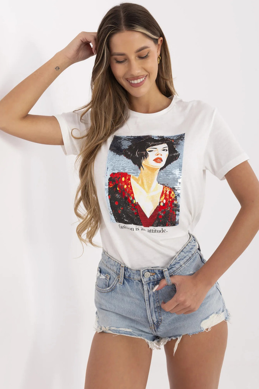 Valge Alaine aplikatsiooniga T-särk Valge Alaine aplikatsiooniga T-särk