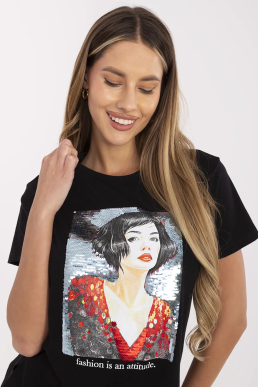 Must Alaine aplikatsiooniga T-särk Must Alaine aplikatsiooniga T-särk