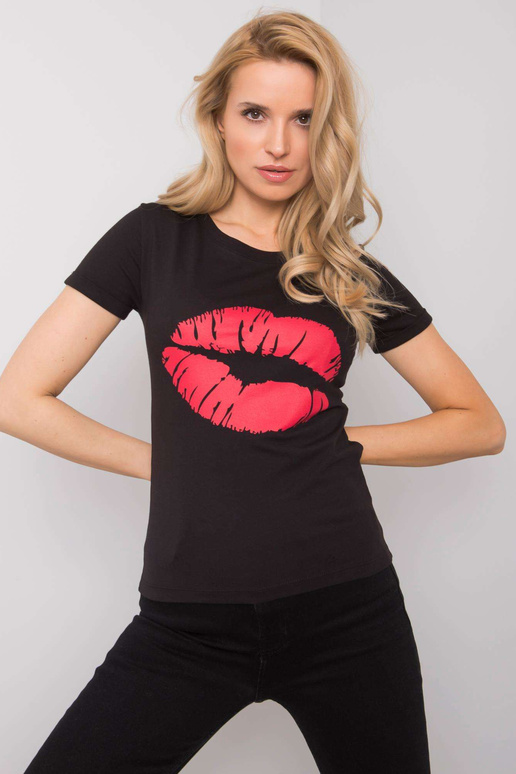 Must T-särk trükiga Tiziana OCH BELLA