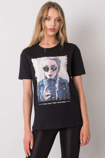 Must Kemmy trükiga T-särk