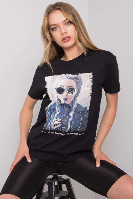 Must Kemmy trükiga T-särk