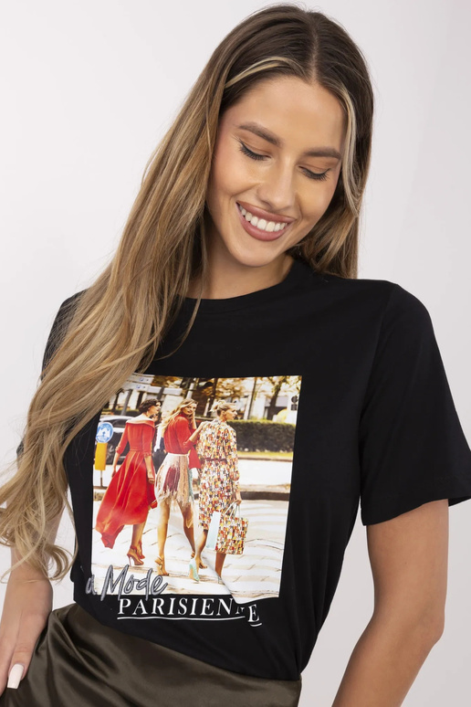 Must Joelle trükiga T-särk