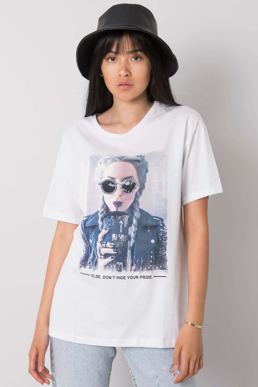 Valge Kemmy trükiga T-särk Valge Kemmy trükiga T-särk