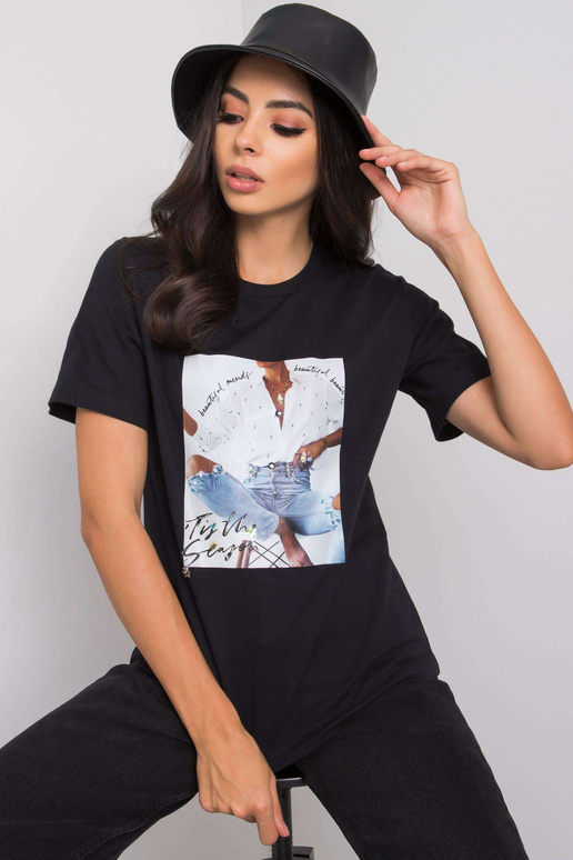 Must Aya aplikatsiooniga T-särk Must Aya aplikatsiooniga T-särk