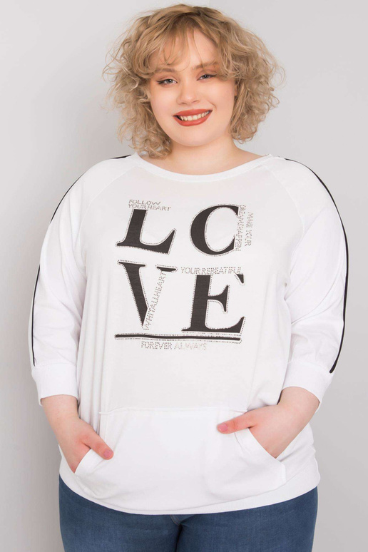 Valge pluss suuruses pluus taskuga Meg